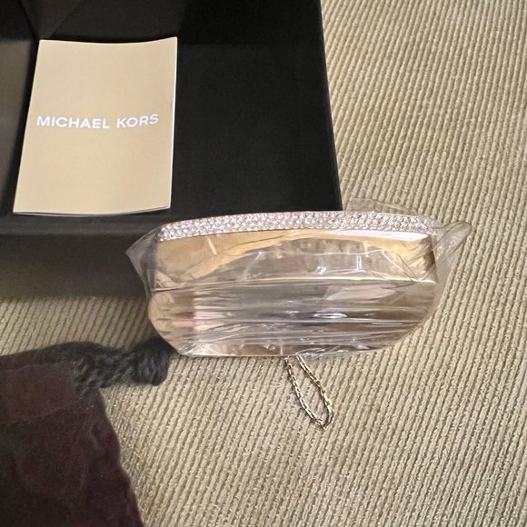 NWT: Authentic Michael Kors Square Gold w/Crystal Pave Bangle Bracelet - Picture 6 of 7